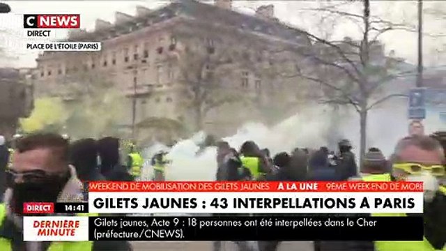Gilets jaunes: Les images des premiers incidents à 15h Place de l'Etoile à Paris