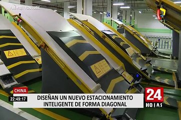 China: diseñan estacionamiento inteligente en forma diagonal