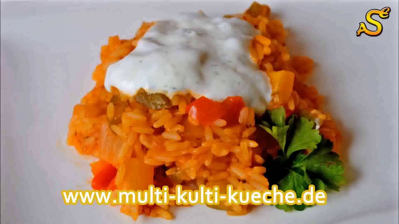 Rezept: Reispfanne mit Gemüse | Gemüse Reispfanne mit Paprika und Joghurtsauce | Schnelle Reispfanne