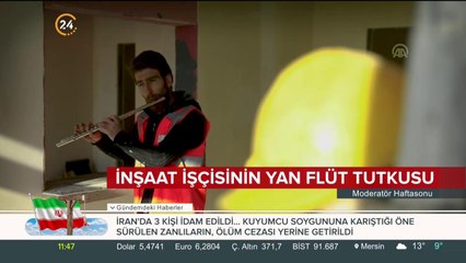 Yan flüt çalan inşaat işçisi sosyal medyada