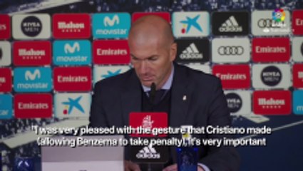 Zidane: I was very pleased with the gesture that Cristiano made after offering the penalty it to Benzema