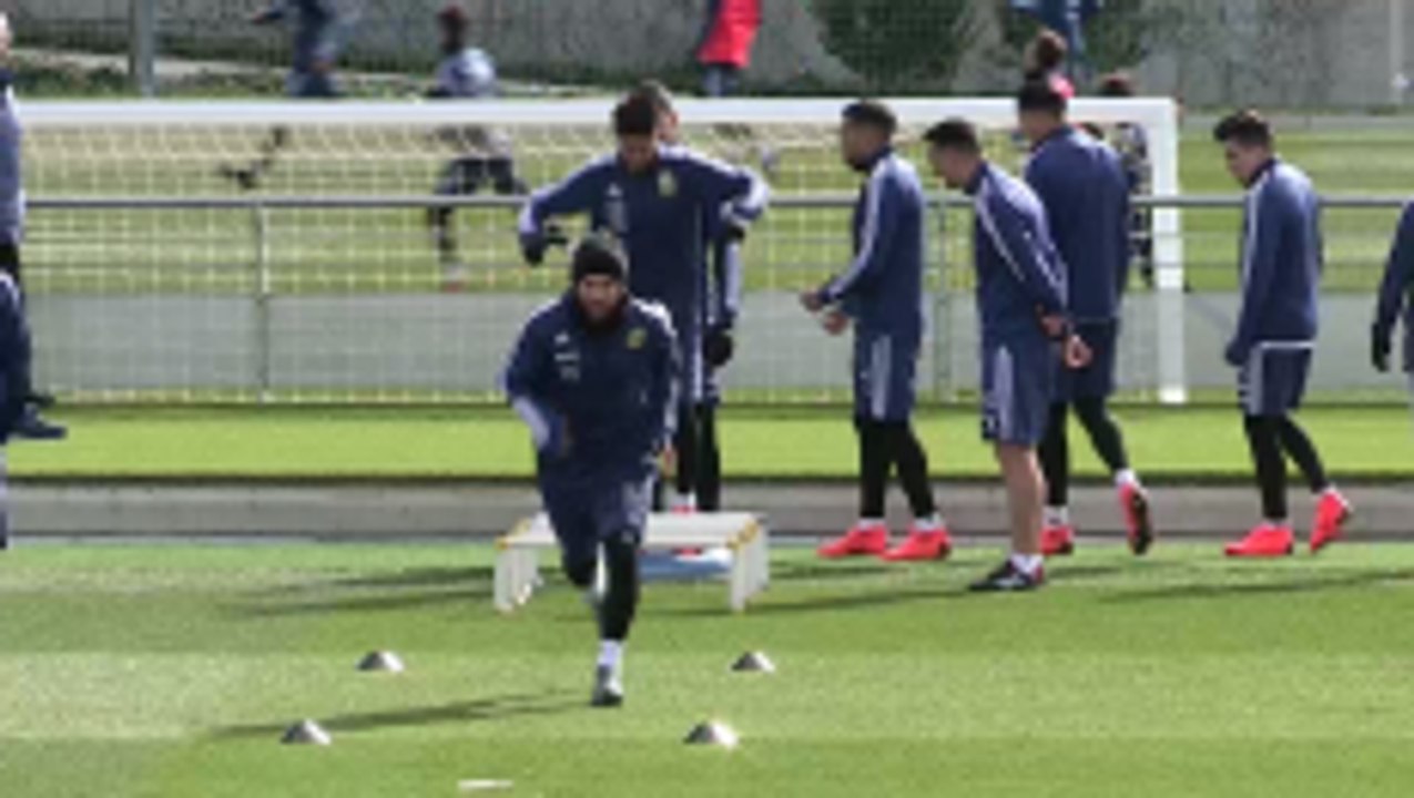 Messi trains with Argentina national team in Real Madrid