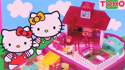 Kitty My Tiny Town Enjoy Stay Villa Playset - Sanrio Dollhouse - Toy Unboxing and Play