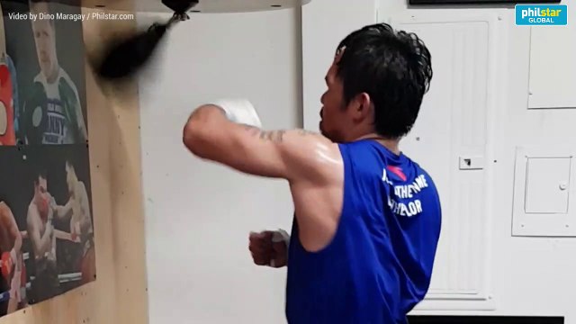 Manny Pacquiao on the speed bag