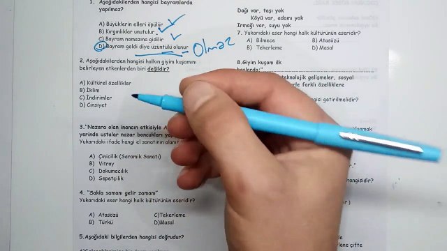 5. Sınıf HALK KÜLTÜRÜ DERSİ 1. Dönem 2. Yazılı Soruları ve Çözümü 2018-2019