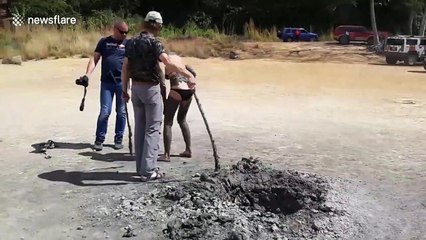 Guatemalan authorities investigate new volcanic crater in tourist hot-spot lagoon