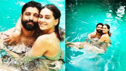 Farhan Akhtar enjoys Romantic Pool time with GF Shibani Dandekar; Check out | FilmiBeat