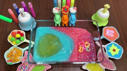 SATISFYING SLIME WITH COLOR PEN || MIXING RANDOM THINGS INTO HOMEMADE SLIME