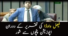 Opposition benches create ruckus during Faisal Vawda's address in National Assembly