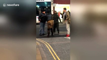 Leicester man hilariously takes a fall after instigating fight in city centre