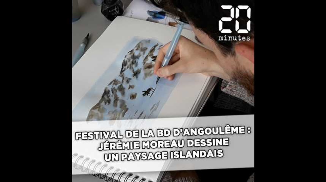 Festival de la bande-dessinée d'Angoulême: Jérémie Moreau dessine un paysage islandais de sa BD «La saga de Grimr»