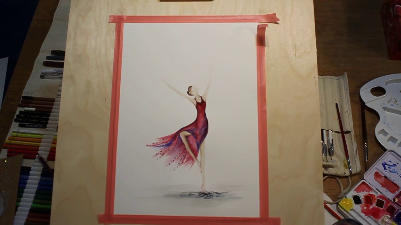 Watercolor Ballerina, How to draw a dancer