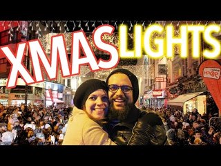 Luzes de Natal sendo acesas na Grafton Street