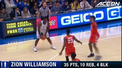 Duke's Zion Williamson Scores 35 Against Syracuse