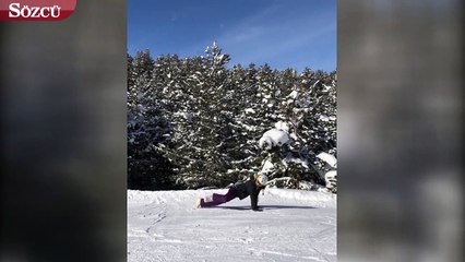 Ebru Şallı, Uğur Akkuş ile kayak tatili yapmak için Kars'ın Sarıkamış ilçesine gitti.