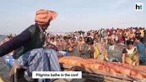 Millions of Indians, foreigners take part in the first Shahi Snan of Kumbha Mela