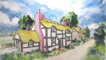 Comment #dessiner une maison de campagne dans une perspective à deux points | How to Draw a Cottage House in Two-Point Perspective