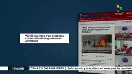 Destaca teleSUR saldo de protestas en Zimbabue por alza en gasolina