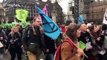 Extinction Rebellion leads march outside Westminster during PM Brexit vote