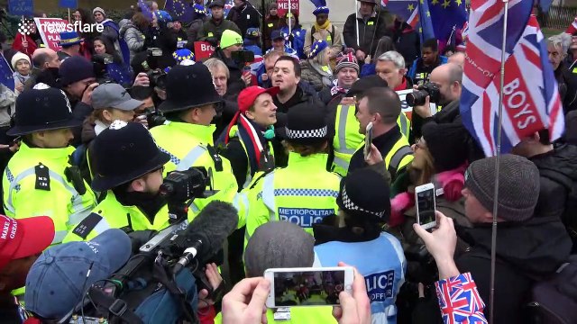 Yellow Vests set fire to EU flag ahead of Brexit vote in Parliament