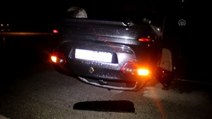 Adana'da devrilen otomobilin sürücüsü yaralandı