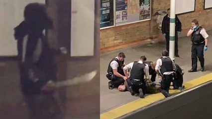 Man with massive machete gets tasered on London platform