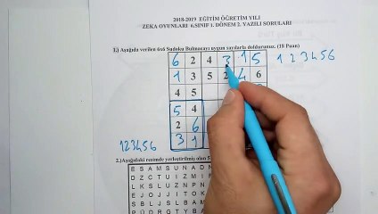 6. Sınıf ZEKA OYUNLARI 1. Dönem 2. Yazılı Soruları ve Çözümü 2018 - 2019