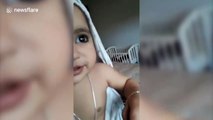 Chilly baby makes hilarious noise after coming out of shower