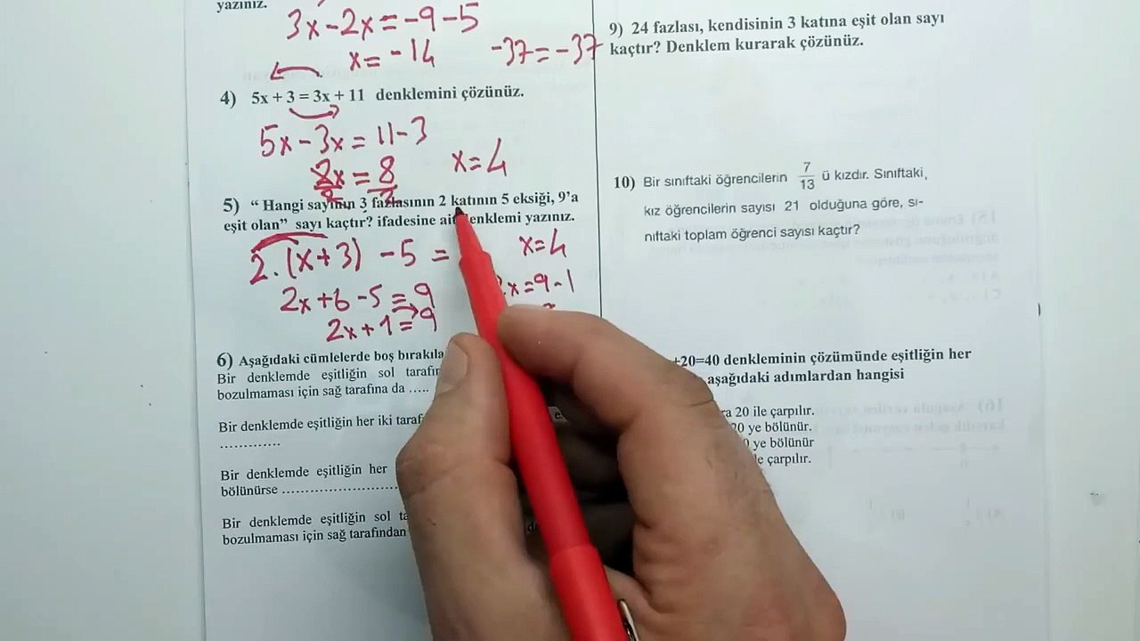 7. Sınıf MATEMATİK 1. Dönem 2. Yazılı Soruları ve Çözümü 2018-2019  (%99 Çıkabilir  )