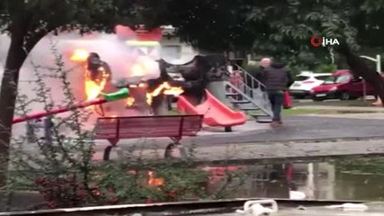 Çocuk Parkından Yükselen Alevler Korkuttu