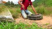 Primitive Technology Awesome Quick Python Trap Using Car Wheel And Electric Fan Guard That Work 100%