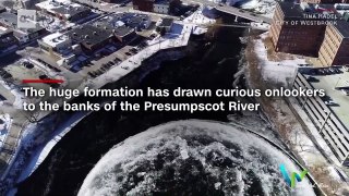 Massive, spinning ice disc forms in freezing river