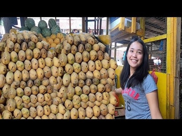 Selling & Peeling Mango Fruit On Local Market Philippines