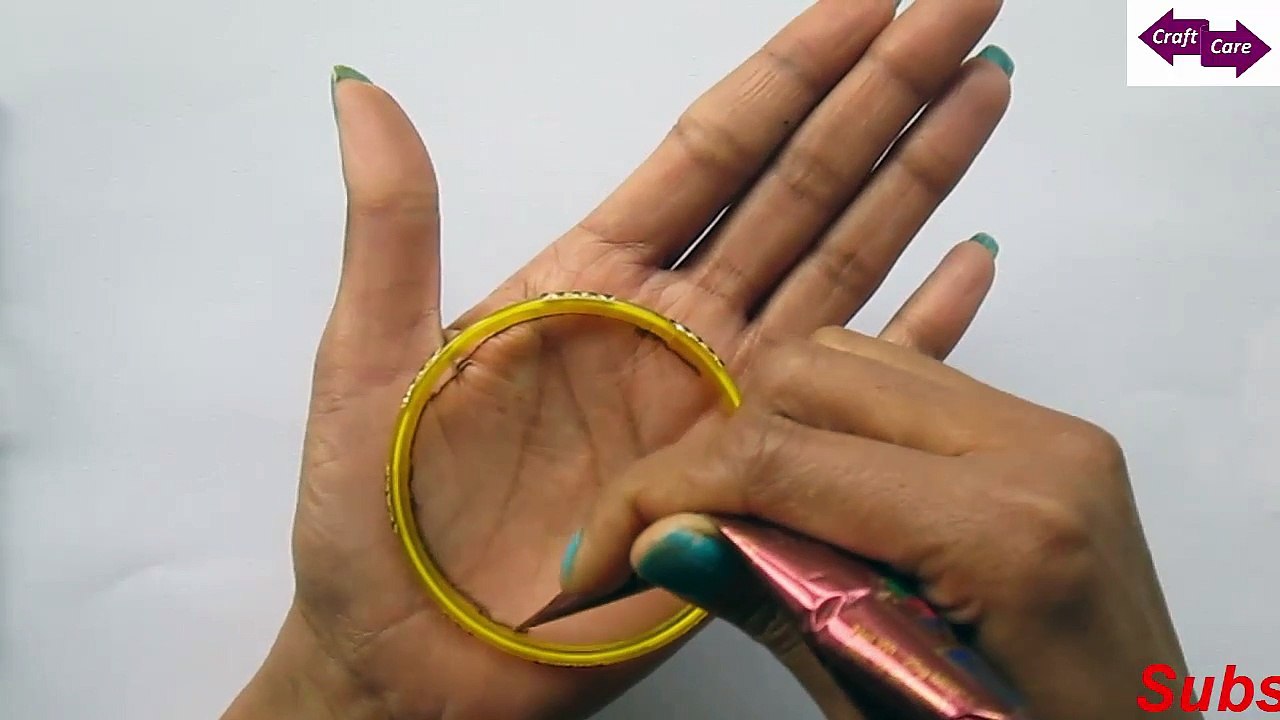 learn how to apply mehedi design using bangle || mehendi tutorial on paper * easy henna design for beginners * craftcare