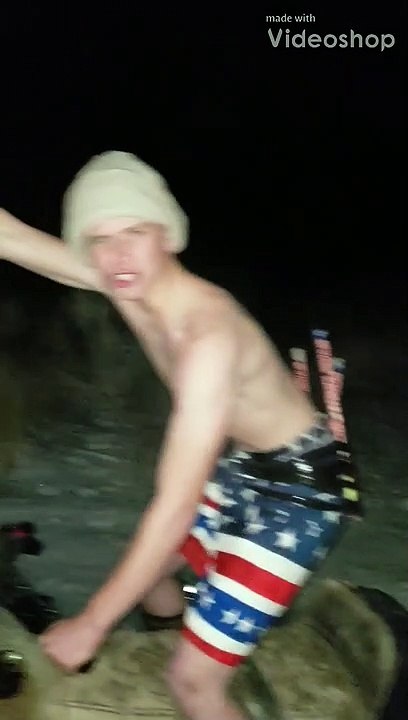 Snowmobile Stunts with Fireworks