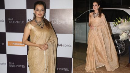 Dia Mirza looks beautiful in Golden Saree at producer Ramesh Taurani’s birthday bash | Boldsky