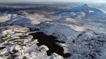 Sille Baraj Park ve çevresindeki kar manzarası havadan böyle görüntülendi