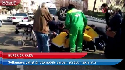 Sollama yaparken takla attı