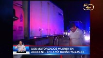 Dos motorizados mueren en accidente en la vía Durán-Yaguachi