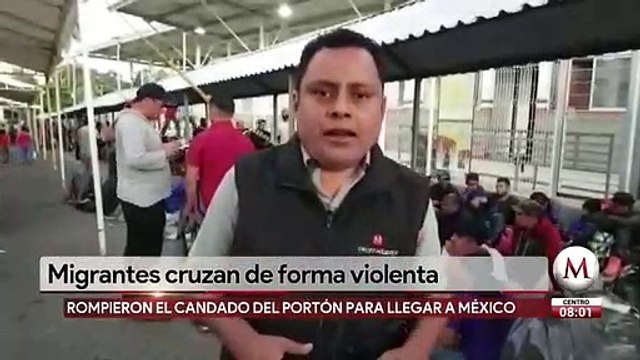 Migrantes rompen candado de portón en frontera y cruzan a México