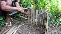 Creative Rabbit Trap Using Old Bamboo With Flat Wood - Technology Rabbit Trap