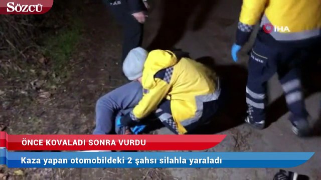 Önce otomobille kovaladı kaza yapınca silahla vurdu