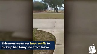 Soldier's mom trolls him dressed as T-Rex