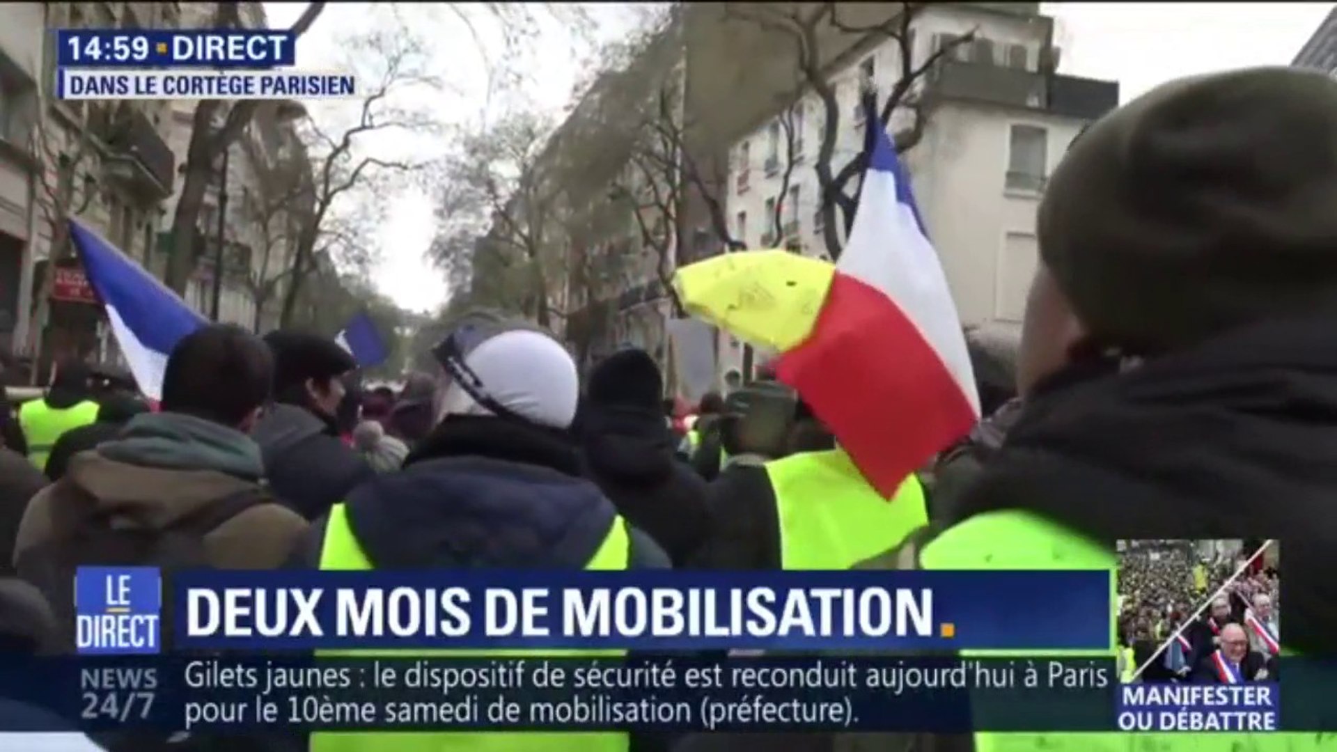 Gilets jaunes: la 10e mobilisation se passe dans le calme à Paris - Vidéo  Dailymotion