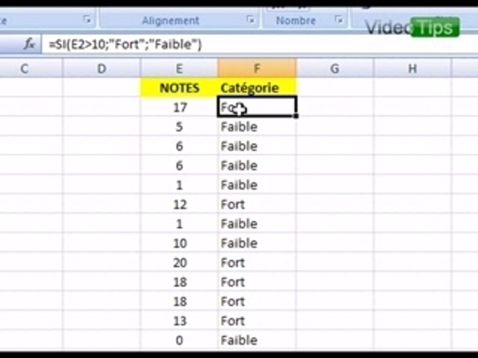 Fonction Si de Excel