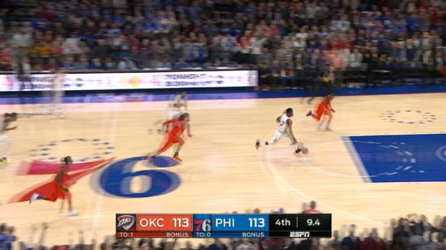 Butler steals a pass and gives Sixers the lead