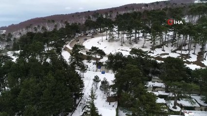 Uludağ’a çıkışta 5 kilometrelik trafik kuyruğu havadan görüntülendi