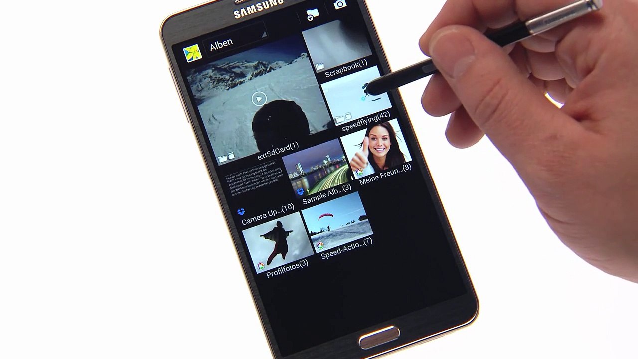 Samsung Galaxy Note 3 German guide video: using “Air View” with Finger & S-Pen.