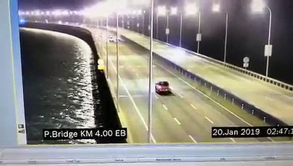 CCTV footage shows moment when car plunged off Penang Bridge