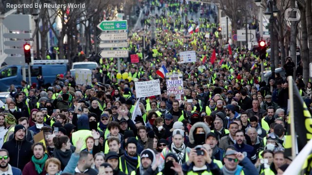 Clashes Break Out In France As 'Yellow Vests' Stage Latest Protest